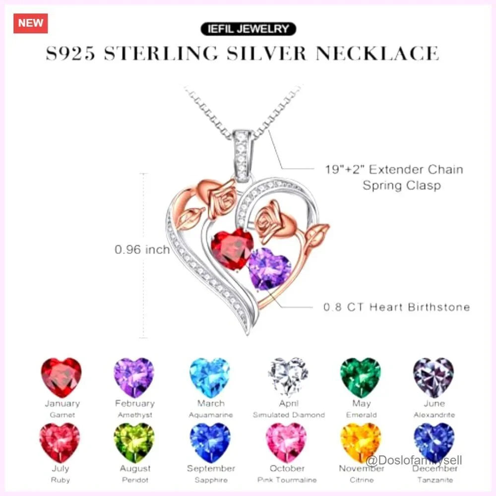 Sterling Silver Rose Heart Pendant Necklace Elegant Minimal Chic Anniversary